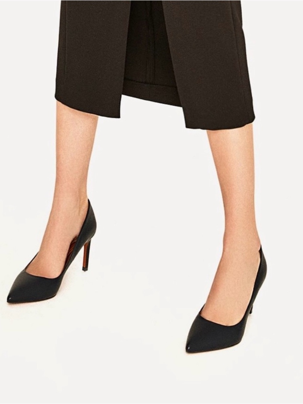 Zara Navy Pointed Toe Leather Pumps - Picture 4 of 14